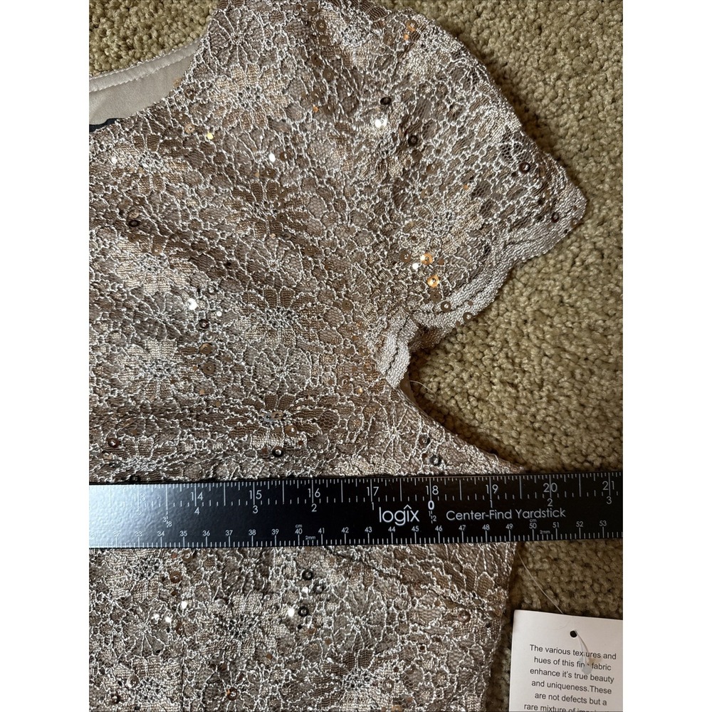 ALEX EVENINGS Lace Sequin Dress Size 16 Petite‎ Champagne Wedding MOB/MOG Event - Picture 6 of 12